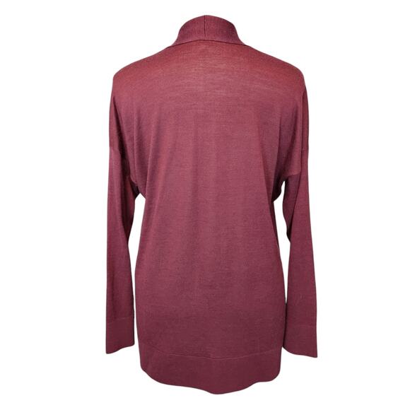 SALE Loft Open Front Cardigan Pockets Long Sleeves Red Berry Womens Size XL - Picture 4 of 5